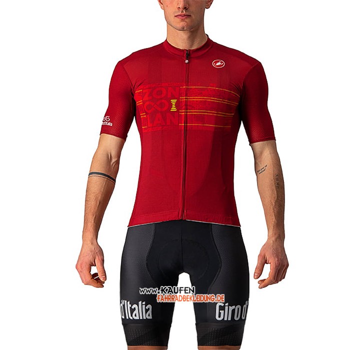 2021 Giro d'Italia Kurzarmtrikot und Kurze Tragerhose Rot